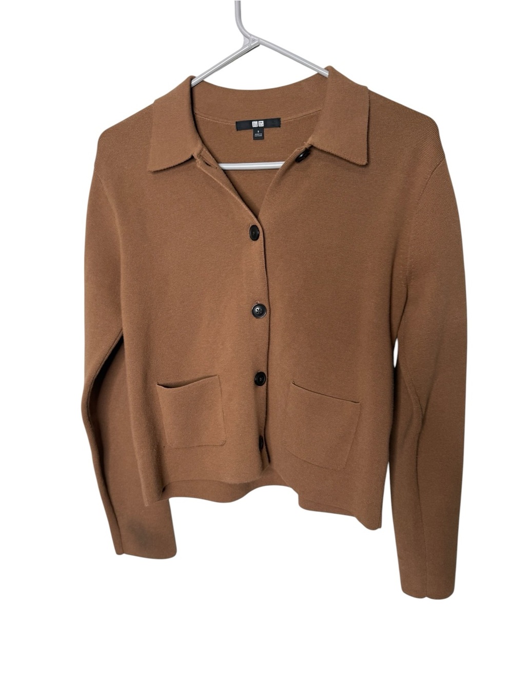 UNIQLO Brown Milano Ribbed Knitted Size Small S Button Up Cardigan Sweate